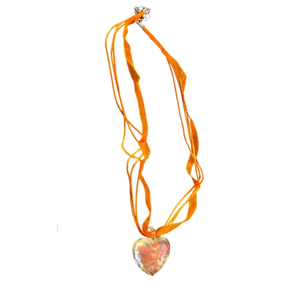 Glass Pendant Bursting Flower Necklace Dangle Earring Set - Picture 8 of 11